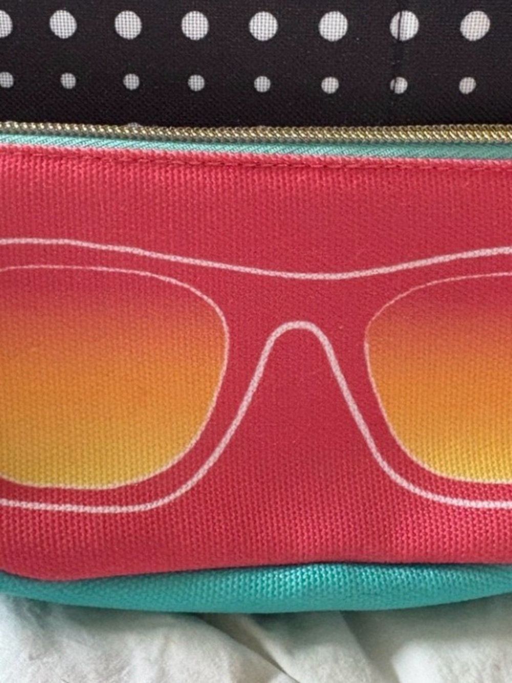 Bath & Body Works Pink and Teal Coin Charm Cosmetic Pouch